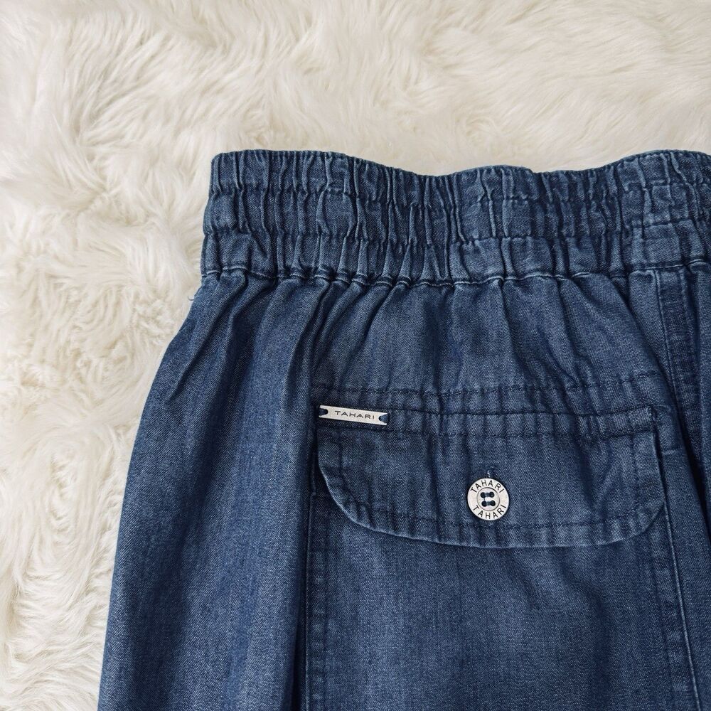 Tahari Jogger Pants L (31x29.5) Blue Lightweight Elastic Waist Pockets Womens - Picture 9 of 10